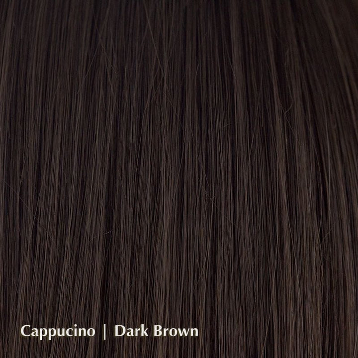 Angelica Wig by Noriko | Synthetic Wig (Basic Cap) Noriko Synthetic Cappucino | Dark Brown / Front: 8" | Crown: 16.2" | Nape: 16" / Average