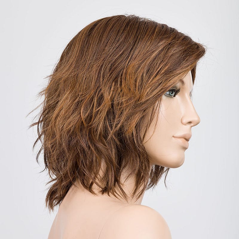 Anima Wig by Ellen Wille | Heat Friendly Synthetic Wig (Mono Crown) Ellen Wille Heat Friendly Synthetic Chocolate Rooted | / Front: 4.75" |  Crown: 7.5" | Sides: 7.5" |  Nape: 5.25 " / Petite / Average