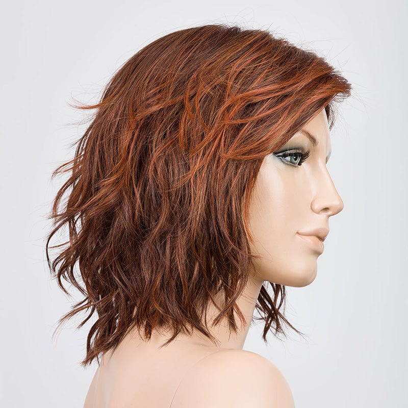 Anima Wig by Ellen Wille | Heat Friendly Synthetic Wig (Mono Crown) Ellen Wille Heat Friendly Synthetic Cinnamon Brown Rooted | / Front: 4.75" |  Crown: 7.5" | Sides: 7.5" |  Nape: 5.25 " / Petite / Average