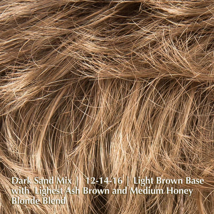 Apart Hi Wig by Ellen Wille | Synthetic Lace Front Wig Ellen Wille Synthetic Dark Sand Mix |  12-14-16 | Light Brown base with  Lighest Ash Brown and Medium Honey Blonde blend / Front: 3.5" | Crown: 3.5 " | Sides: 3 " | Nape: 2.5" / Petite / Average
