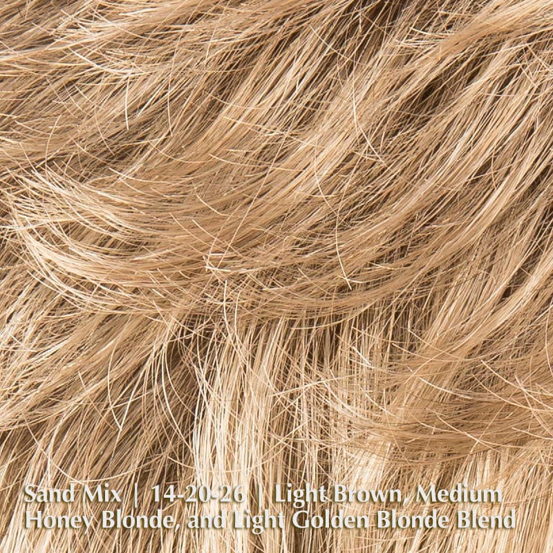 Apart Hi Wig by Ellen Wille | Synthetic Lace Front Wig Ellen Wille Synthetic Sand Mix | 14-20-26 | Light Brown, Medium Honey Blonde, and Light Golden Blonde blend / Front: 3.5" | Crown: 3.5 " | Sides: 3 " | Nape: 2.5" / Petite / Average