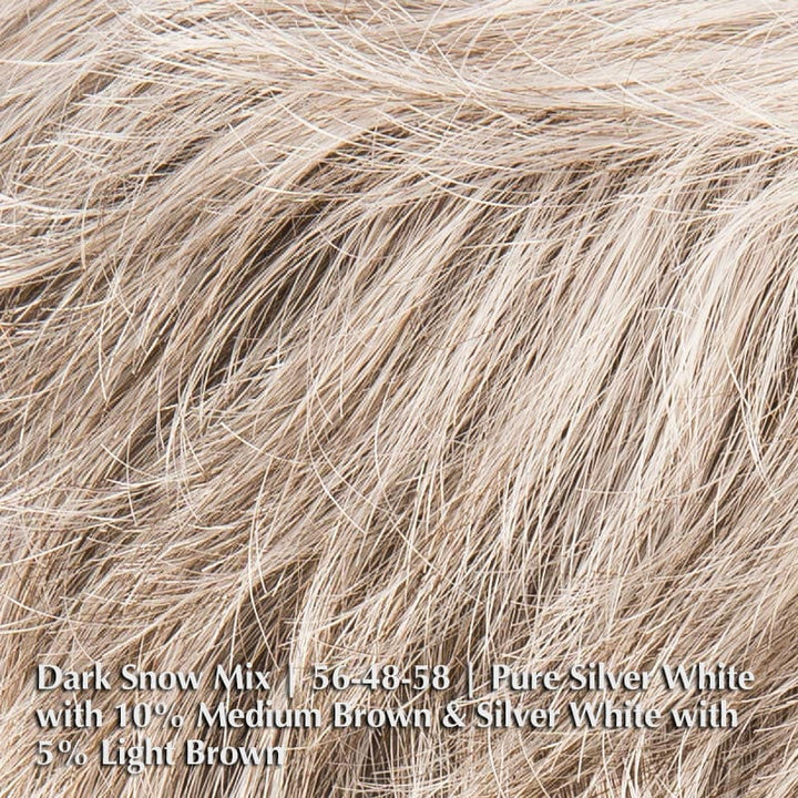 Apart Mono Wig by Ellen Wille | Synthetic Lace Front Wig (Mono Top) Ellen Wille Synthetic Dark Snow Mix | 56-48-58 | Pure Silver White with 10% Medium Brown & Silver White with 5% Light Brown / Front: 3" | Crown: 3.5 " | Sides: 2.5" | Nape: 2" / Petite / Average
