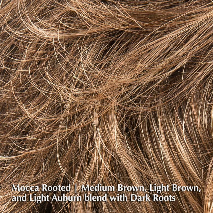 Apart Mono Wig by Ellen Wille | Synthetic Lace Front Wig (Mono Top) Ellen Wille Synthetic Mocca Rooted | Medium Brown, Light Brown, and Light Auburn blend with Dark Roots / Front: 3" | Crown: 3.5 " | Sides: 2.5" | Nape: 2" / Petite / Average