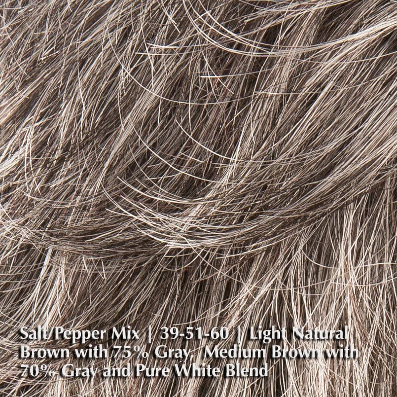 Apart Mono Wig by Ellen Wille | Synthetic Lace Front Wig (Mono Top) Ellen Wille Synthetic Salt/Pepper Mix | 39-51-60 | Light Natural Brown with 75% Gray,  Medium Brown with 70% Gray and Pure White Blend / Front: 3" | Crown: 3.5 " | Sides: 2.5" | Nape: 2" / Petite / Average