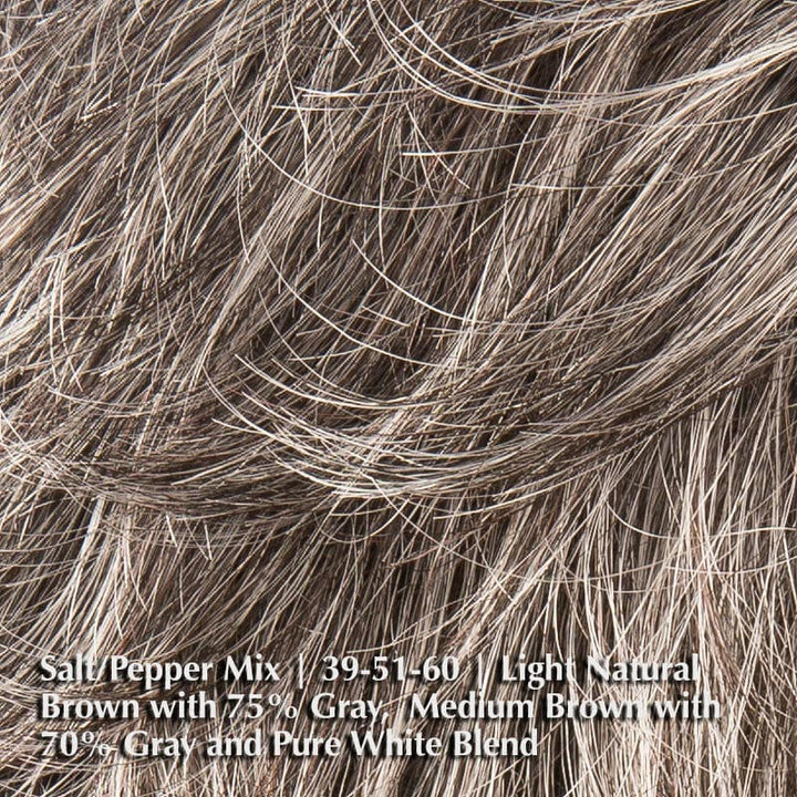 Apart Mono Wig by Ellen Wille | Synthetic Lace Front Wig (Mono Top) Ellen Wille Synthetic Salt/Pepper Mix | 39-51-60 | Light Natural Brown with 75% Gray,  Medium Brown with 70% Gray and Pure White Blend / Front: 3" | Crown: 3.5 " | Sides: 2.5" | Nape: 2" / Petite / Average