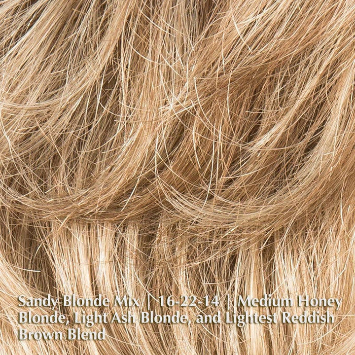 Apart Mono Wig by Ellen Wille | Synthetic Lace Front Wig (Mono Top) Ellen Wille Synthetic Sandy Blonde Mix | 16-22-14 | Medium Honey Blonde, Light Ash Blonde, and Lightest Reddish Brown blend / Front: 3" | Crown: 3.5 " | Sides: 2.5" | Nape: 2" / Petite / Average