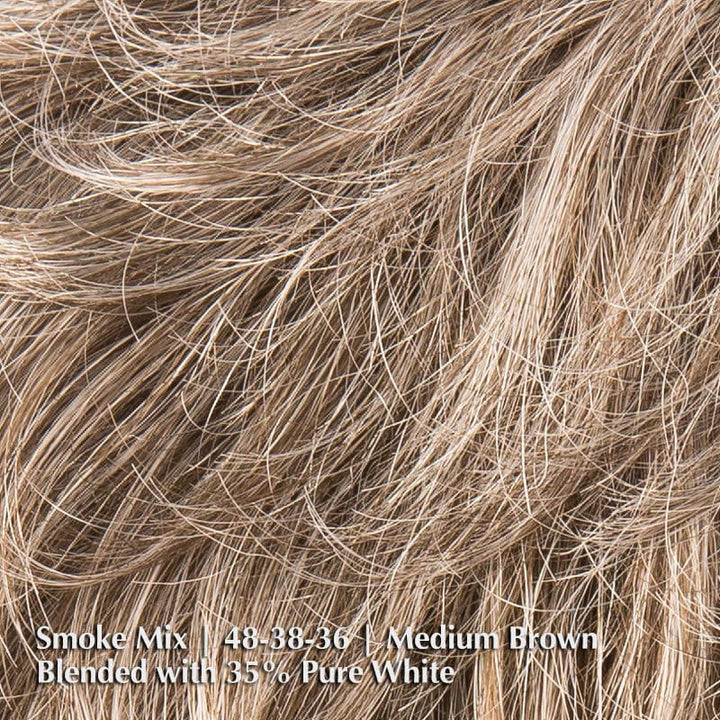 Apart Mono Wig by Ellen Wille | Synthetic Lace Front Wig (Mono Top) Ellen Wille Synthetic Smoke Mix | 48-38-36 | Medium Brown blended with 35% Pure White / Front: 3" | Crown: 3.5 " | Sides: 2.5" | Nape: 2" / Petite / Average