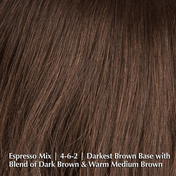 Appeal Wig by Ellen Wille | Human Hair Lace Front Wig Ellen Wille Remy Human Hair Espresso Mix | 4-6-2 | Darkest Brown base with a blend of Dark Brown and Warm Medium Brown throughout / Front: 8.5" | Crown: 9.5" | Sides: 8.25" | Nape: 8.25" / Petite / Average