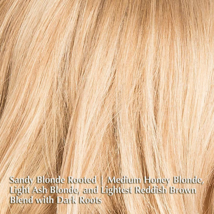 Appeal Wig by Ellen Wille | Human Hair Lace Front Wig Ellen Wille Remy Human Hair Sandy Blonde Rooted | Medium Honey Blonde, Light Ash Blonde, and Lightest Reddish Brown blend with Dark Roots / Front: 8.5" | Crown: 9.5" | Sides: 8.25" | Nape: 8.25" / Petite / Average