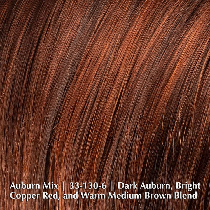 Area Wig by Ellen Wille | Synthetic Wig (Mono Crown) Ellen Wille Synthetic Auburn Mix | 33-130-6 | Dark Auburn, Bright Copper Red, and Warm Medium Brown blend / Front: 7.5” | Crown: 10” | Sides: 6.5” | Nape: 5” / Petite / Average