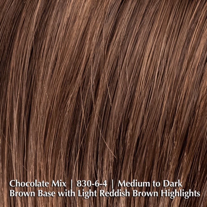 Area Wig by Ellen Wille | Synthetic Wig (Mono Crown) Ellen Wille Synthetic Chocolate Mix | 830-6-4 | Medium to Dark Brown base with Light Reddish Brown highlights / Front: 7.5” | Crown: 10” | Sides: 6.5” | Nape: 5” / Petite / Average