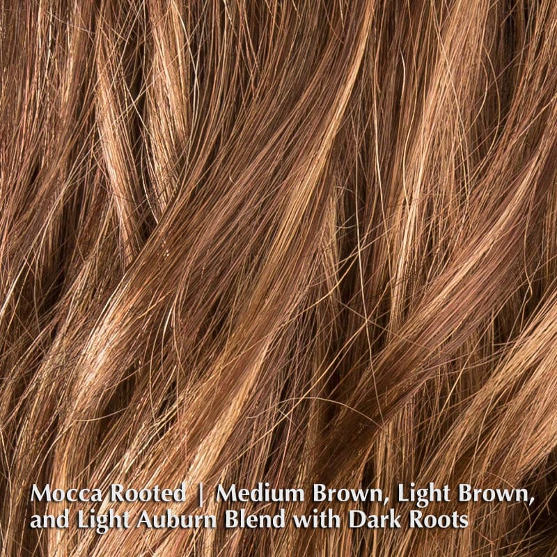 Arrow Wig by Ellen Wille | Synthetic Lace Front Wig (Mono Part) Ellen Wille Synthetic Mocca Rooted | Medium Brown, Light Brown, and Light Auburn Blend with Dark Roots / Front: 14" | Crown: 14" | Sides: 13" | Nape: 13.5" / Petite / Average