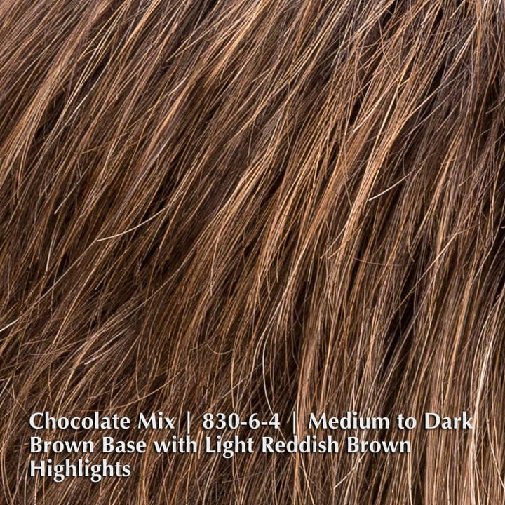 Aura Wig by Ellen Wille | Synthetic Lace Front Wig (Mono-Top) Ellen Wille Synthetic Chocolate Mix | 830-6-4 | Medium to Dark Brown base with Light Reddish Brown highlights / Front: 3.25" | Crown: 3" | Sides: 2.25" | Nape: 2" / Petite / Average