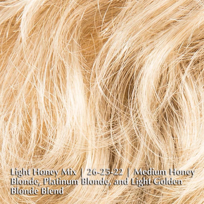Aurora Comfort Wig by Ellen Wille | Double Mono Top Ellen Wille Synthetic Light Honey Mix | 26-25-22 | Medium Honey Blonde, Platinum Blonde, and Light Golden Blonde blend / Bang 4 " | Crown 4.5 " | Sides 4" | Nape 3.5" / Petite / Average