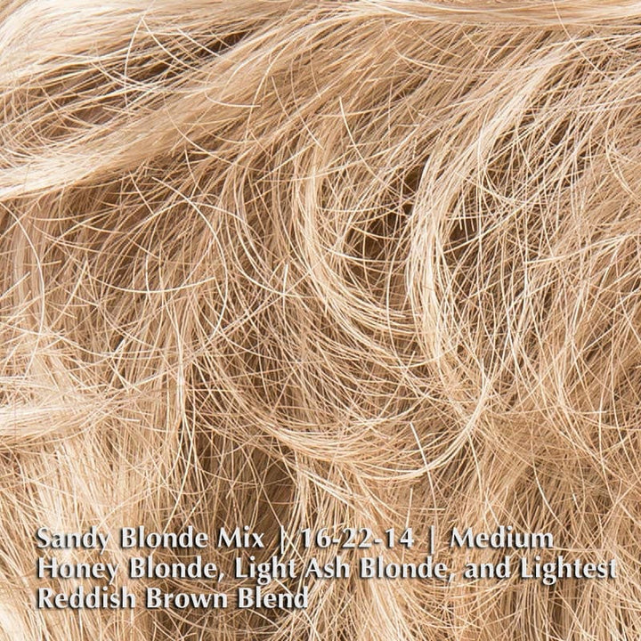 Aurora Comfort Wig by Ellen Wille | Double Mono Top Ellen Wille Synthetic Sandy Blonde Mix | 16-22-14 | Medium Honey Blonde, Light Ash Blonde, and Lightest Reddish Brown blend / Bang 4 " | Crown 4.5 " | Sides 4" | Nape 3.5" / Petite / Average