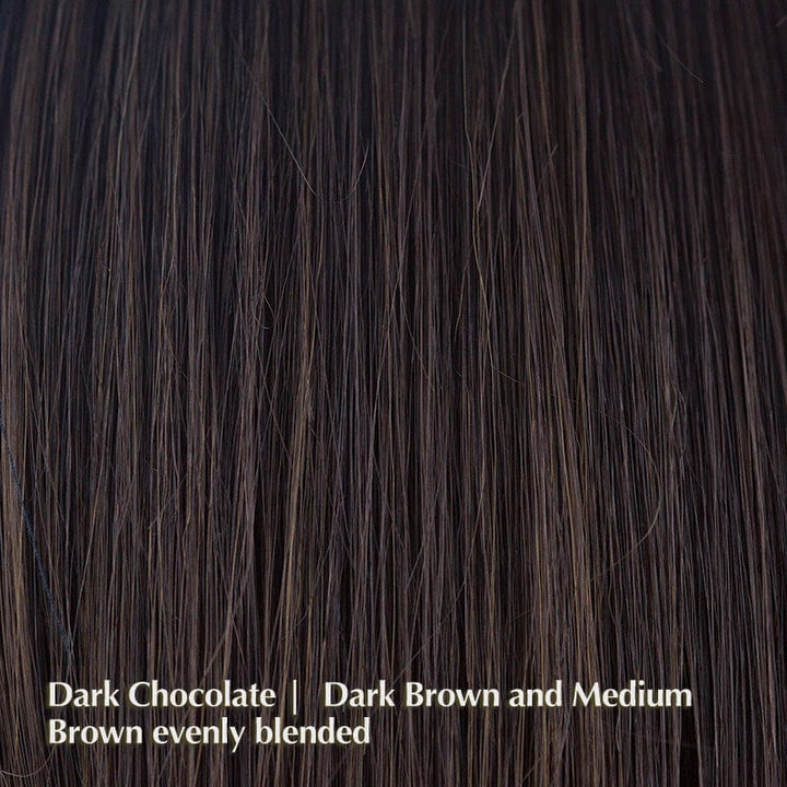Avery Wig by Noriko | Synthetic Wig (Basic Cap) Noriko Synthetic Dark Chocolate | Dark Brown and Medium Brown evenly blended / Front: 4.25" / Average