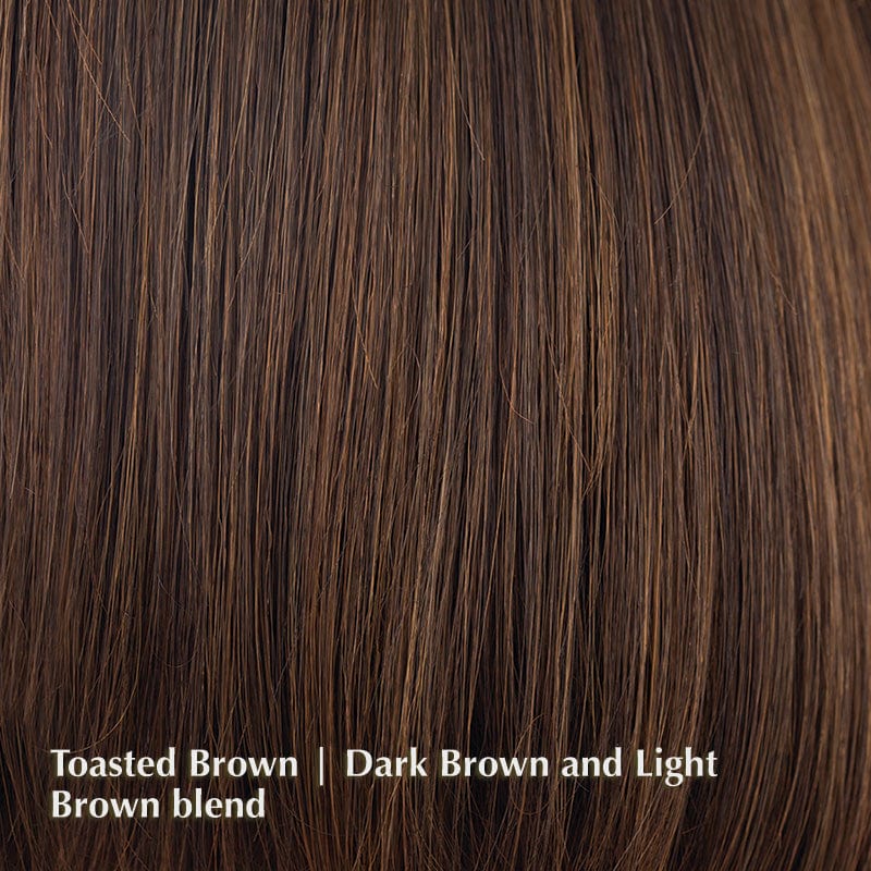 Avery Wig by Noriko | Synthetic Wig (Basic Cap) Noriko Synthetic Toasted Brown | Dark Brown and Light Brown blend / Front: 4.25" / Average