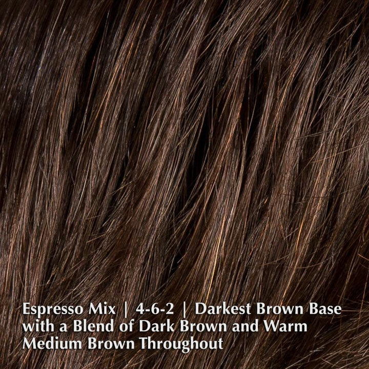 Award Wig by Ellen Wille | Remy Human Hair Lace Front Wig (Hand-Tied) Ellen Wille Remy Human Hair Espresso Mix | 4-6-2 | Darkest Brown Base with a Blend of Dark Brown and Warm Medium Brown Throughout / Front: 4" | Crown: 6.5" | Sides: 2.5" | Nape: 2.25" / Petite / Average