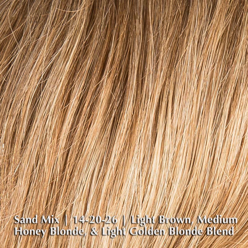 Award Wig by Ellen Wille | Remy Human Hair Lace Front Wig (Hand-Tied) Ellen Wille Remy Human Hair Sand Mix | 14-20-26 | Light Brown, Medium Honey Blonde, and Light Golden Blonde Blend / Front: 4" | Crown: 6.5" | Sides: 2.5" | Nape: 2.25" / Petite / Average