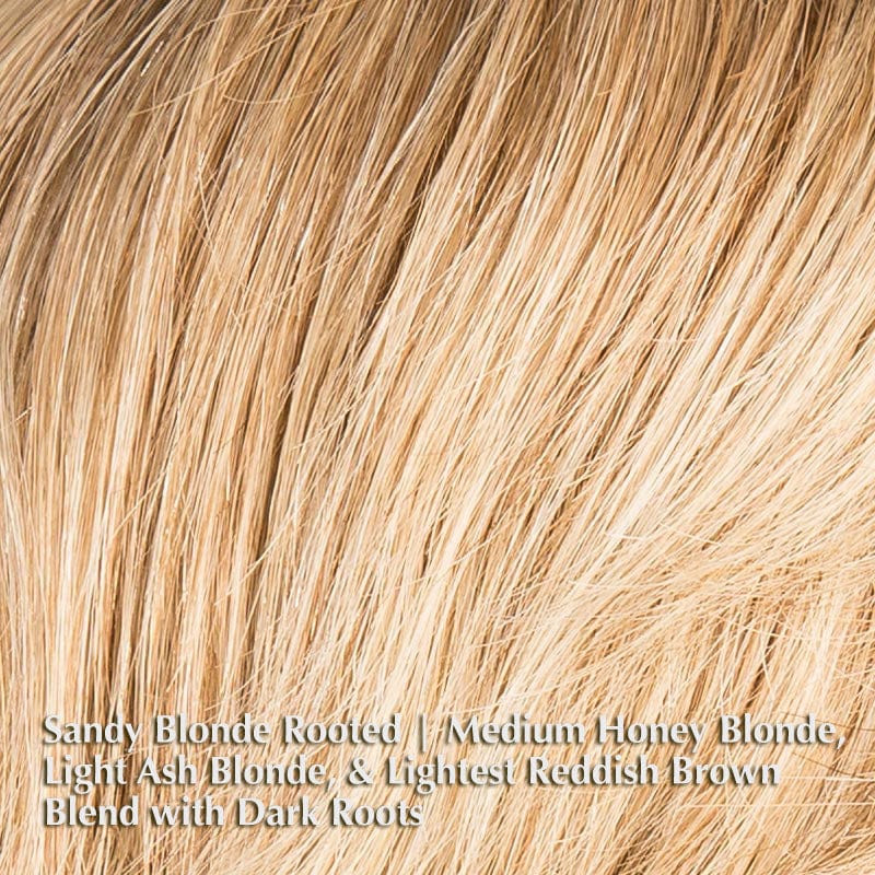 Award Wig by Ellen Wille | Remy Human Hair Lace Front Wig (Hand-Tied) Ellen Wille Remy Human Hair Sandy Blonde Rooted | Medium Honey Blonde, Light Ash Blonde, and Lightest Reddish Brown blend with Dark Roots / Front: 4" | Crown: 6.5" | Sides: 2.5" | Nape: 2.25" / Petite / Average