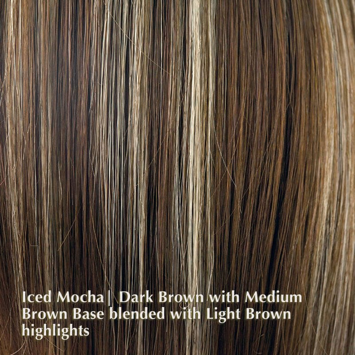 Bailey Wig by Rene of Paris | Synthetic Wig (Basic Cap) Rene of Paris Synthetic Iced Mocha | Dark Brown with Medium Brown Base blended with Light Brown highlights / Front: 3.5" | Crown: 6.5" | Nape: 6.5" / Average