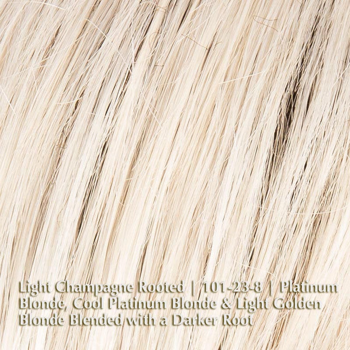 Beam Wig by Ellen Wille | Synthetic Wig (Mono Crown) Ellen Wille Synthetic Light Champagne Rooted | 101-23-8 | Platinum Blonde, Cool Platinum Blonde, and Light Golden Blonde blended with a Darker Root / Bang:3.5" | Crown: 5" | Sides: 6" | Nape: 2" / Petite / Average