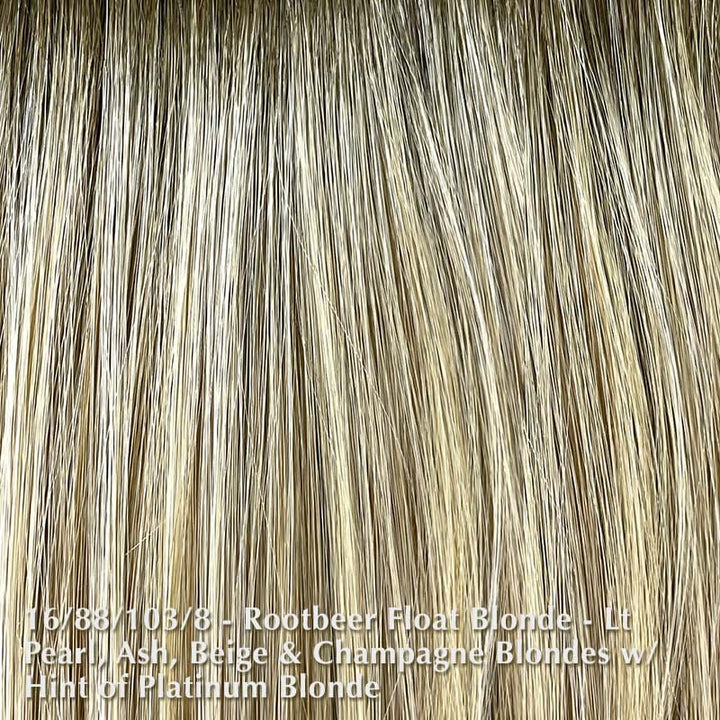Bespoke Wig By Belle Tress | Synthetic Heat Friendly Wig | Creative Lace Front Belle Tress Heat Friendly Synthetic Rootbeer Float Blonde | A blend of light pearl blonde, ash blonde, beige blonde, champagne blonde and platinum blonde hint / Bang: n/a | Side: 8" - 14" | Nape: 13" - 13.5" | Back: 13" - 21" | Overall: 8" - 21" / Average