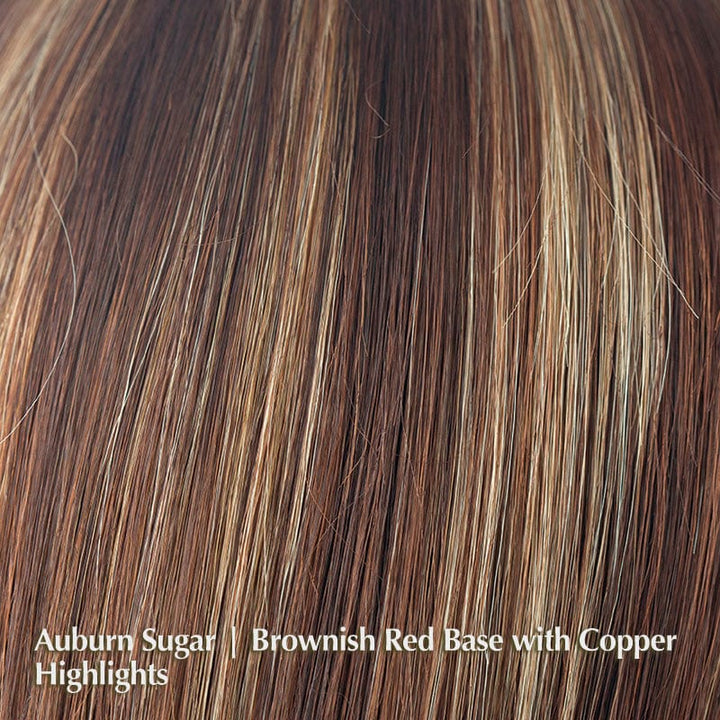 Braylen by Amore | Synthetic Lace Front Wig (Mono Top) Amore Synthetic Auburn Sugar | Brownish Red Base with Copper Highlights / Front: 4.3" | Side: 7.9 | Back: 4.7 | Crown: 7.9" | Nape: 4.7" / Average