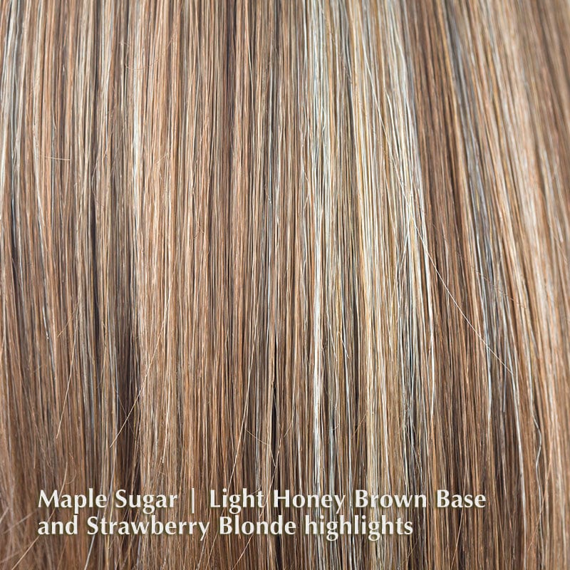 Braylen by Amore | Synthetic Lace Front Wig (Mono Top) Amore Synthetic Maple Sugar | Light Honey Brown Base and Strawberry Blonde highlights / Front: 4.3" | Side: 7.9 | Back: 4.7 | Crown: 7.9" | Nape: 4.7" / Average
