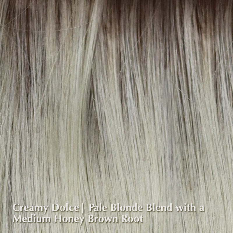 Britt Wig by Rene of Paris | Synthetic Wig (Basic Cap) Rene of Paris Synthetic Creamy Dolce | Pale Blonde Blend with a Medium Honey Brown Root / Front: 4.5" | Crown: 6.5" | Side: 6.5" | Back: 6.5" | Nape: 1.5" / Average