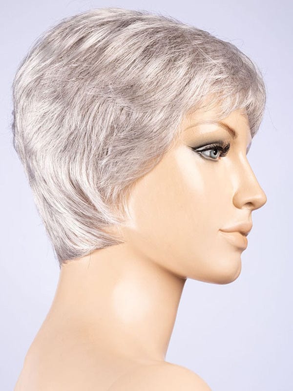 Call Wig by Ellen Wille | Synthetic Lace Front Wig (Mono Top) Ellen Wille Synthetic Snow Mix | Pure Silver White w/ 10% Med Brown & Silver White w/ 5% Light Brown Blend / Front: 2" | Crown: 3.5" | Sides: 2.5" | Nape: 2.5" / Petite / Average