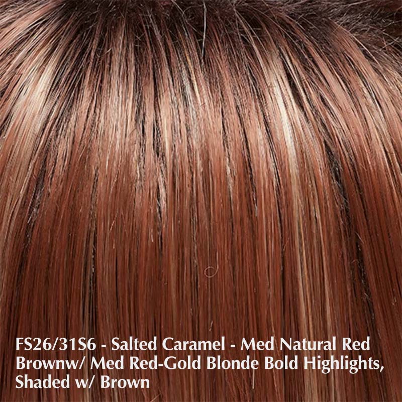 Cameron Lite Petite by Jon Renau | Synthetic Lace Front Wig (Mono Top) Jon Renau Synthetic FS26/31S6 Salted Caramel / Bang 8.5" | Crown 11.5" | Side 8" | Nape 4.5" / Petite