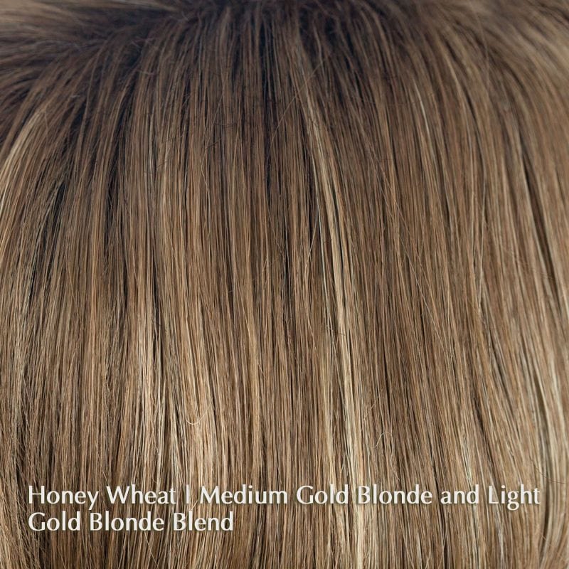 Carrie Wig by Noriko | Synthetic Wig (Basic Cap) Noriko Synthetic Honey Wheat-R | Rooted light Brown base with Honey Blonde highlight / Front: 7" | Crown: 10.5" | Nape: 7.5" / Average