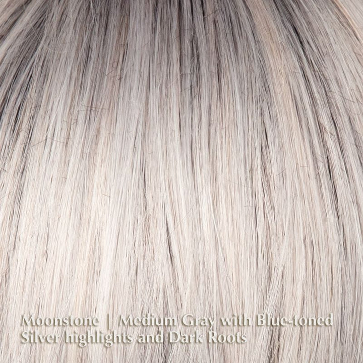 Carter Wig by Rene of Paris | Synthetic Lace Front Wig Rene of Paris Synthetic Moonstone | Medium Gray with Blue-toned Silver highlights and Dark Roots / Fringe: 4.75" | Crown: 5” | Nape: 1.75” / Average
