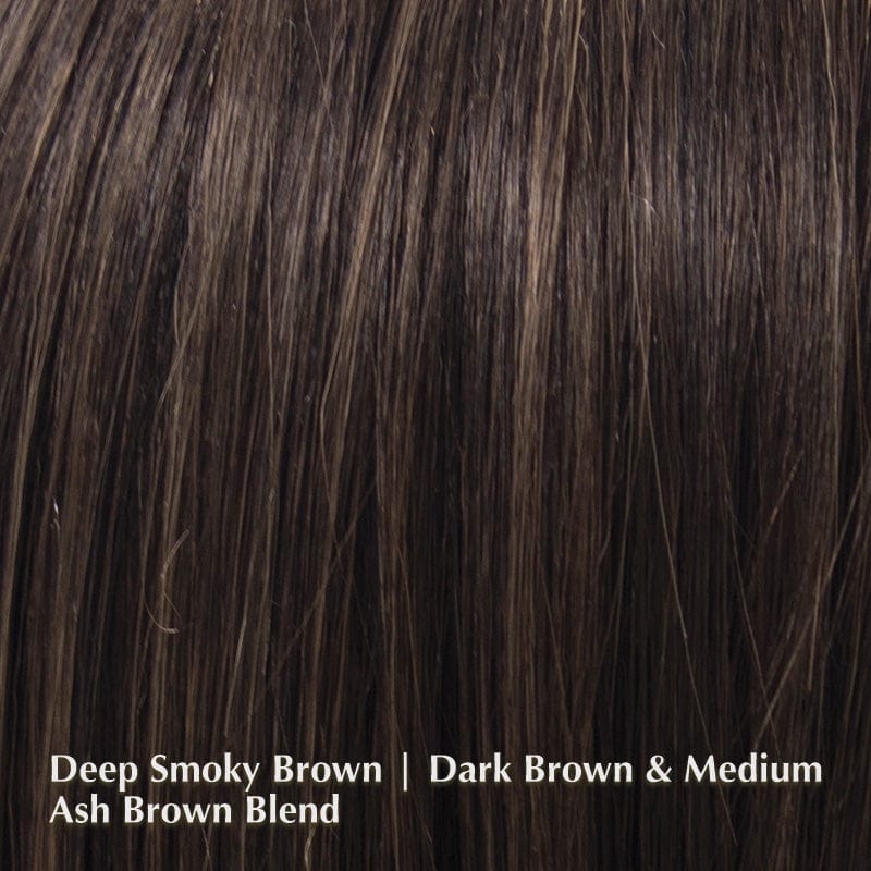 Casey Wig by Amore | Synthetic Wig (Mono Top) Amore Synthetic Deep Smoky Brown | Blend of Dark Brown and Medium Ash Brown / Fringe: 4.7-7" | Crown: 4.7-5.1” | Nape: 2.6” / Average