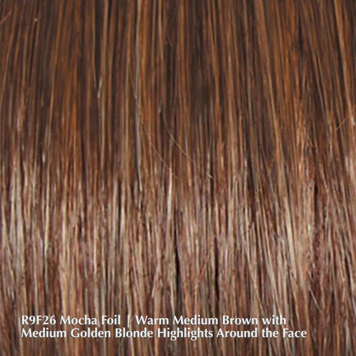 Center Stage by Raquel Welch | Synthetic Lace Front Wig (100% Hand-Tied) Raquel Welch Synthetic R9F26 Mocha Foil / Front: 3.75" | Crown: 3.5" | Side: 2.75" | Back: 2.75" | Nape: 3" / Average