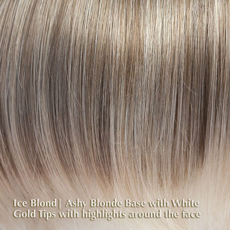 Cheyenne Wig by Rene of Paris | Synthetic Lace Front Wig Rene of Paris Synthetic Ice Blond | Ashy Blonde Base with White Gold Tips with highlights around the face / Bang: 13" | Crown: 14” | Nape: 5” / Average