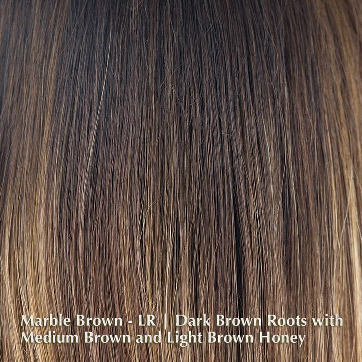 Cheyenne Wig by Rene of Paris | Synthetic Lace Front Wig Rene of Paris Synthetic Marble Brown-LR | Dark Brown Roots with Medium Brown and Light Brown Honey / Bang: 13" | Crown: 14” | Nape: 5” / Average