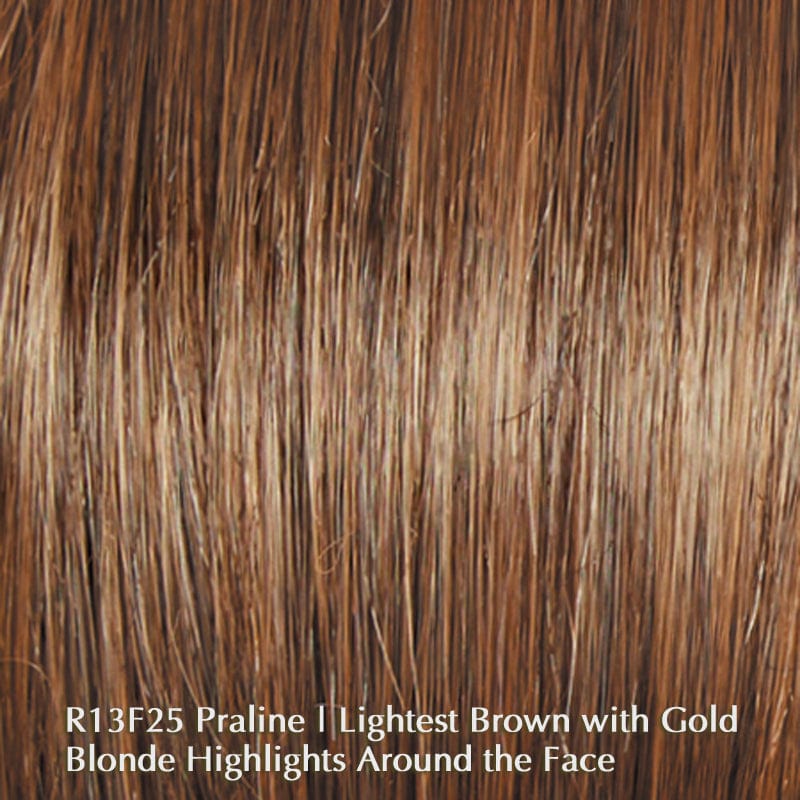 Cinch by Raquel Welch | Synthetic Wig (Basic Cap) Raquel Welch Synthetic R13F25 Praline Foil / Front: 4" | Crown: 4" | Side: 3" | Back: 3" | Nape: 2" / Average