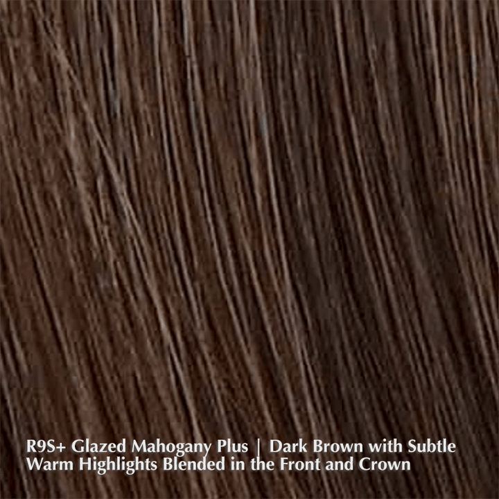 Cinch by Raquel Welch | Synthetic Wig (Basic Cap) Raquel Welch Synthetic R9S/R9S+ Glazed Mahogany / Front: 4" | Crown: 4" | Side: 3" | Back: 3" | Nape: 2" / Average