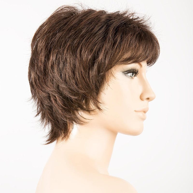 Click Wig by Ellen Wille | Short Synthetic Wig (Basic Cap) Ellen Wille Synthetic Dark Chocolate Mix / Front: 3.25" |  Crown: 4" |  Sides: 3" |  Nape: 3.25" / Petite / Average