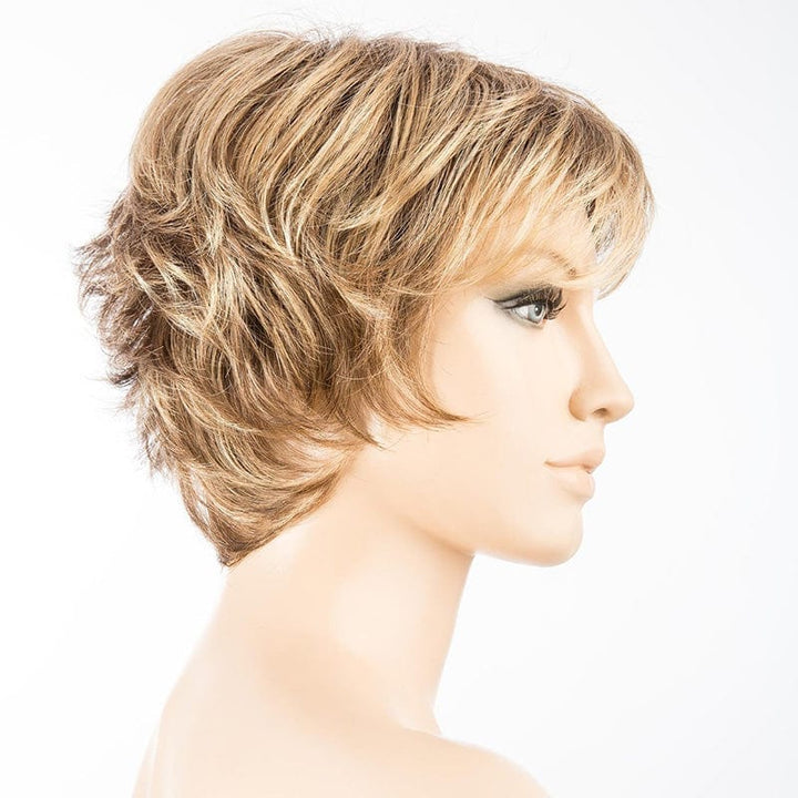 Club 10 Wig by Ellen Wille | Synthetic Wig (Mono Crown) Ellen Wille Synthetic Bernstein Rooted | Light Brown base w/ Light Honey Blonde & Light Butterscotch Blonde highlights & Dark Roots / Front: 3.75" | Crown: 5" | Sides: 3" | Nape: 2.5" / Petite / Average