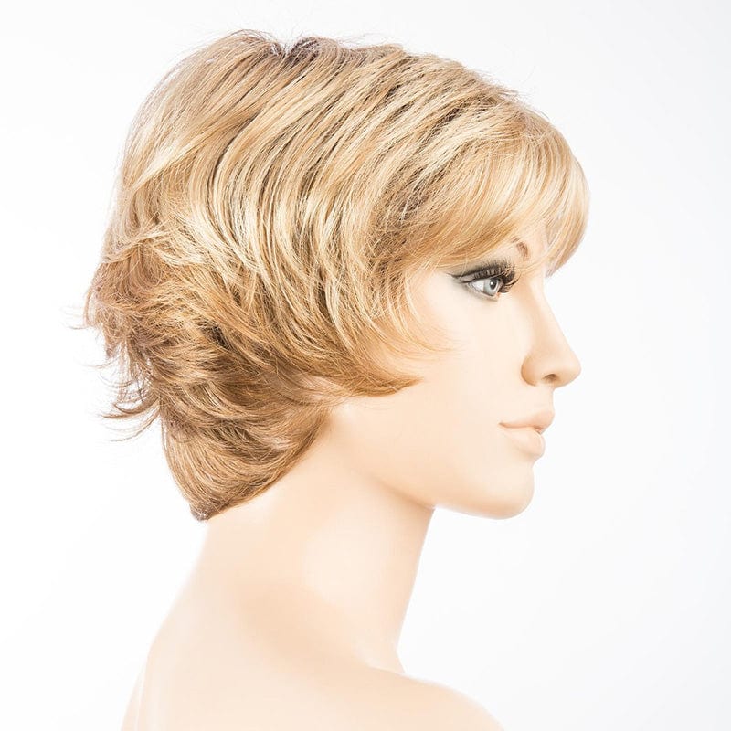 Club 10 Wig by Ellen Wille | Synthetic Wig (Mono Crown) Ellen Wille Synthetic Caramel Rooted | Medium Gold Blonde & Light Gold Blonde Blend w/ Light Brown Roots / Front: 3.75" | Crown: 5" | Sides: 3" | Nape: 2.5" / Petite / Average