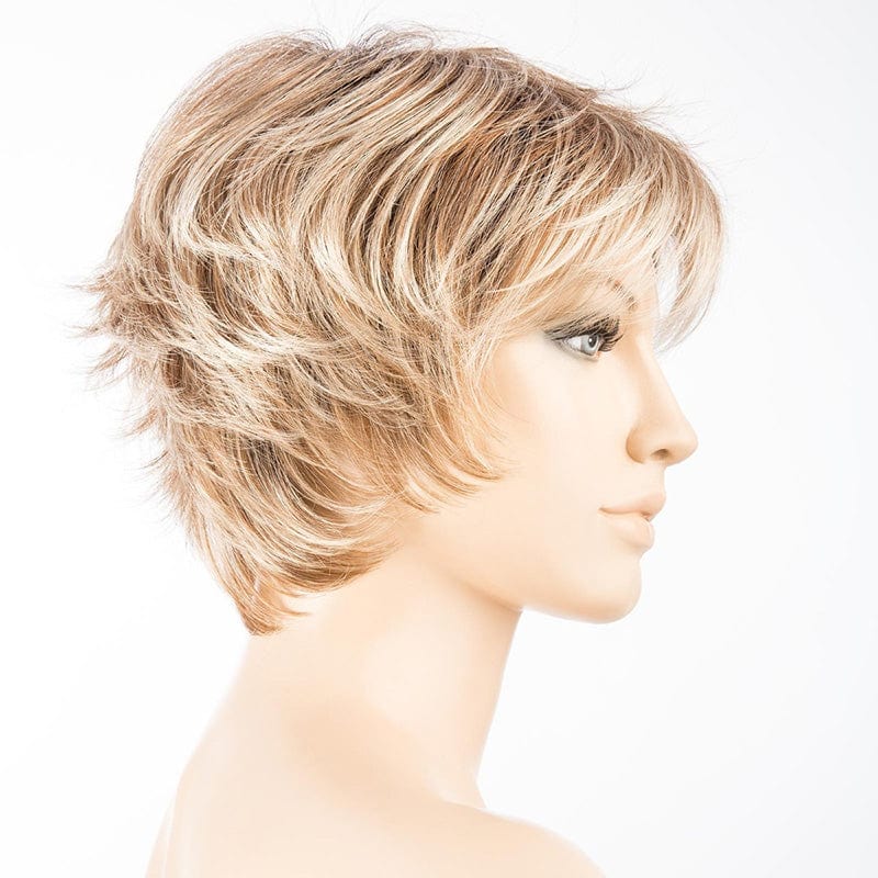 Club 10 Wig by Ellen Wille | Synthetic Wig (Mono Crown) Ellen Wille Synthetic Dark Sand Rooted | Light Brown base w/ Lightest Ash Brown & Medium Honey Blonde blend & Dark Roots / Front: 3.75" | Crown: 5" | Sides: 3" | Nape: 2.5" / Petite / Average