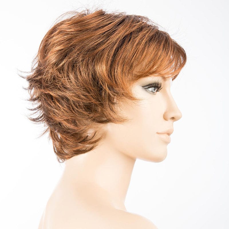 Club 10 Wig by Ellen Wille | Synthetic Wig (Mono Crown) Ellen Wille Synthetic Hazelnut Rooted | Medium Brown base w/ Medium Reddish Brown & Copper Red highlights & Dark Roots / Front: 3.75" | Crown: 5" | Sides: 3" | Nape: 2.5" / Petite / Average