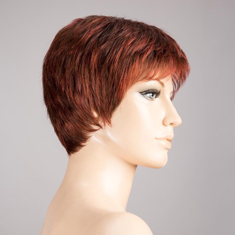 Cool Wig by Ellen Wille Synthetic Extended Front Lace Front Wig | Mono Crown Ellen Wille European Human Hair Hot Flame Rooted 132.133.6 | Bright Cherry Red & Dark Burgundy mix w/ Dark Roots / Front: 2.5" | Crown: 3" | Sides: 2" |  Nape: 2" / Petite / Average