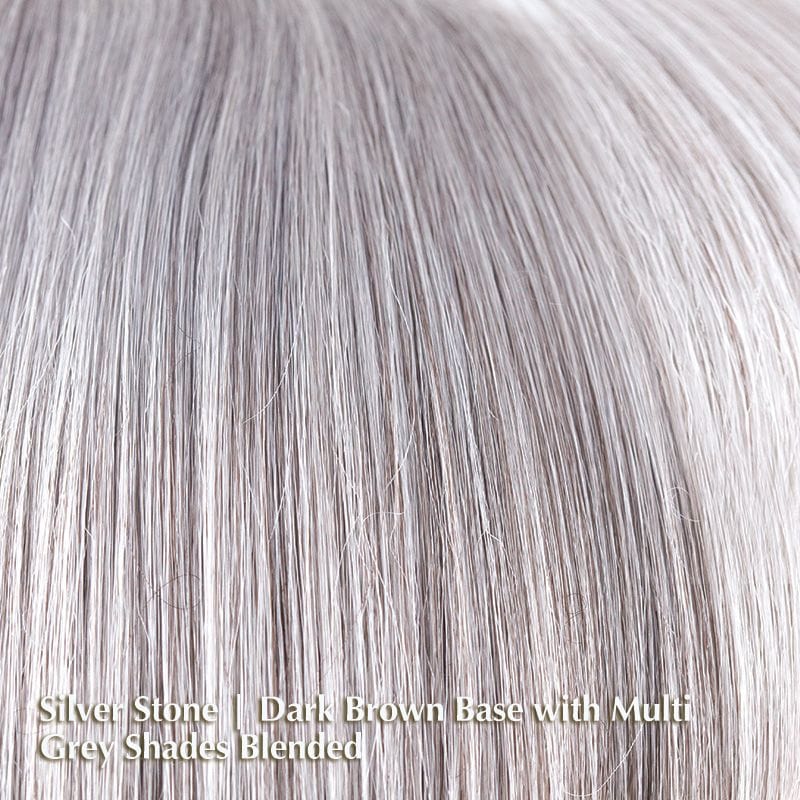 Cory Wig by Noriko | Synthetic Wig (Basic Cap) Noriko Synthetic Silver Stone | Dark Brown Base with Multi Grey Shades Blended / Front: 3.2" | Crown: 8.6" | Nape: 1.8" / Petite / Average