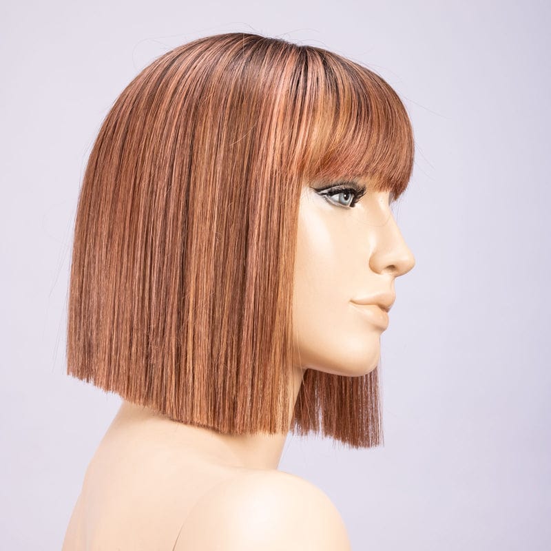 Cri Wig by Ellen Wille | Mono Part Ellen Wille Synthetic Rosewood Rooted | Medium Dark Brown Roots w/ mix of Saddle Brown & Terra-Cotta Tones w/ Dark Roots / Front: 3.5" |  Crown: 10" |  Sides: 8" | Nape: 2.25" / Petite / Average