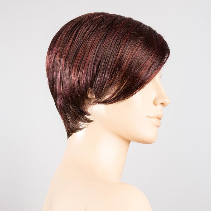 Disc Wig by Ellen Wille | Synthetic Wig (Mono Part) Ellen Wille Synthetic Aubergine Mix | Darkest Brown w/ hints of Plum at base & Bright Cherry Red & Dark Burgundy highlights