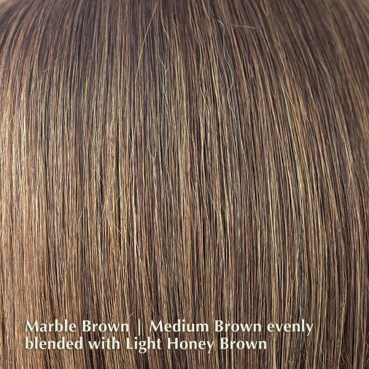 Divine Wavez Wig by Rene of Paris | Heat Friendly Synthetic Lace Front Wig Rene of Paris Heat Friendly Synthetic Marble Brown | Medium Brown evenly blended with Light Honey Brown / Fringe: 12” | Crown: 18” | Nape: 17.5” / Average